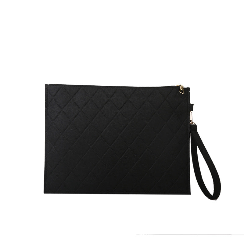 Women's Medium Felt Solid Color Basic Classic Style Square Zipper Envelope Bag