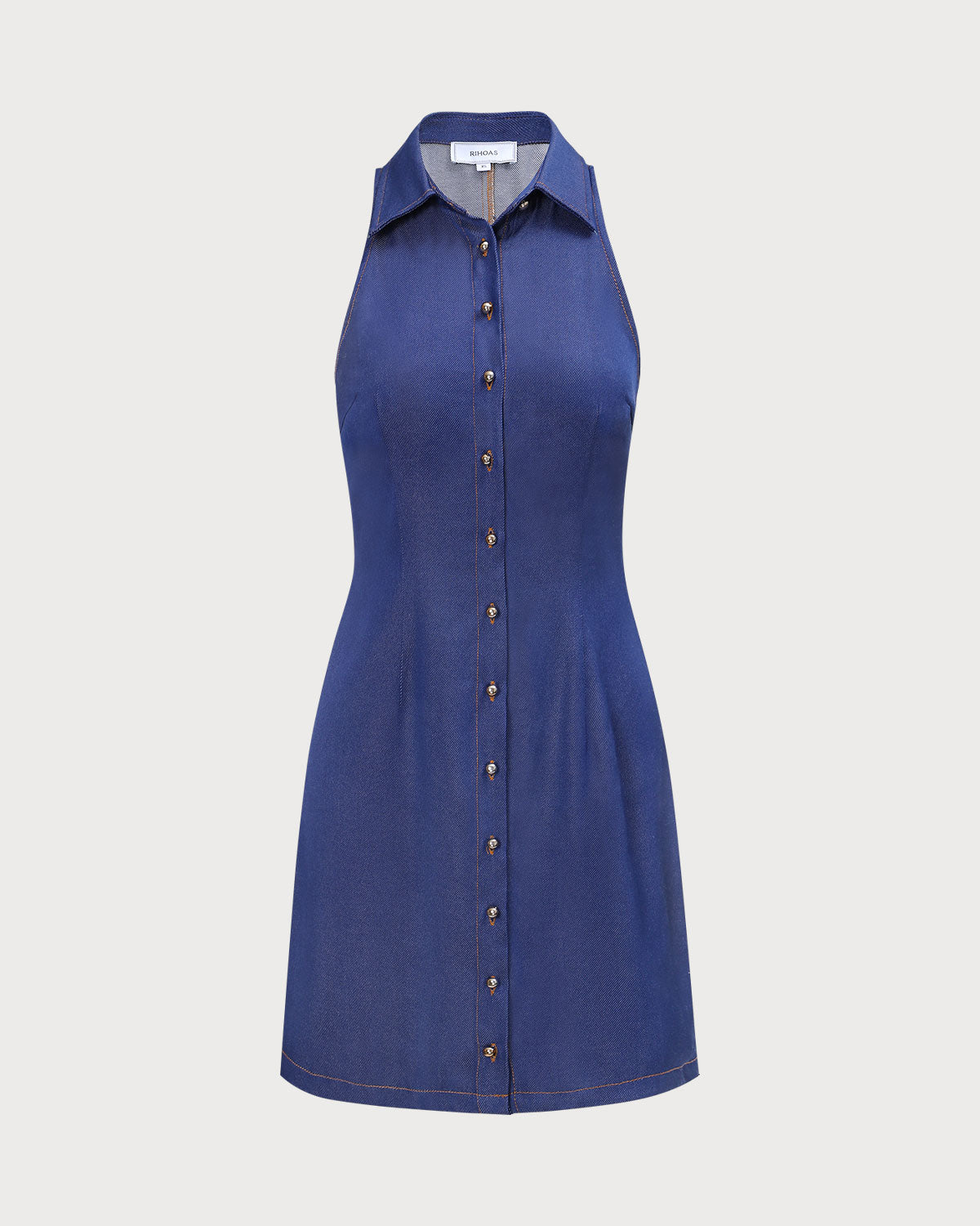 The Navy Shirt Collar Button Front Mini Dress
