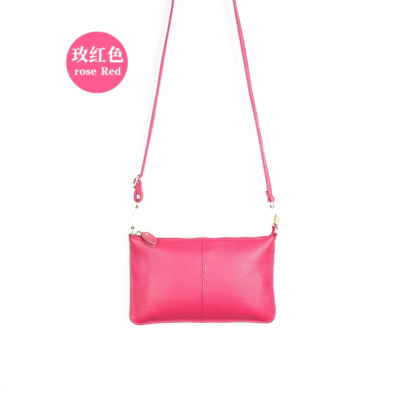 Small Leather Solid Color Fashion Zipper Envelope Bag Shoulder Bag