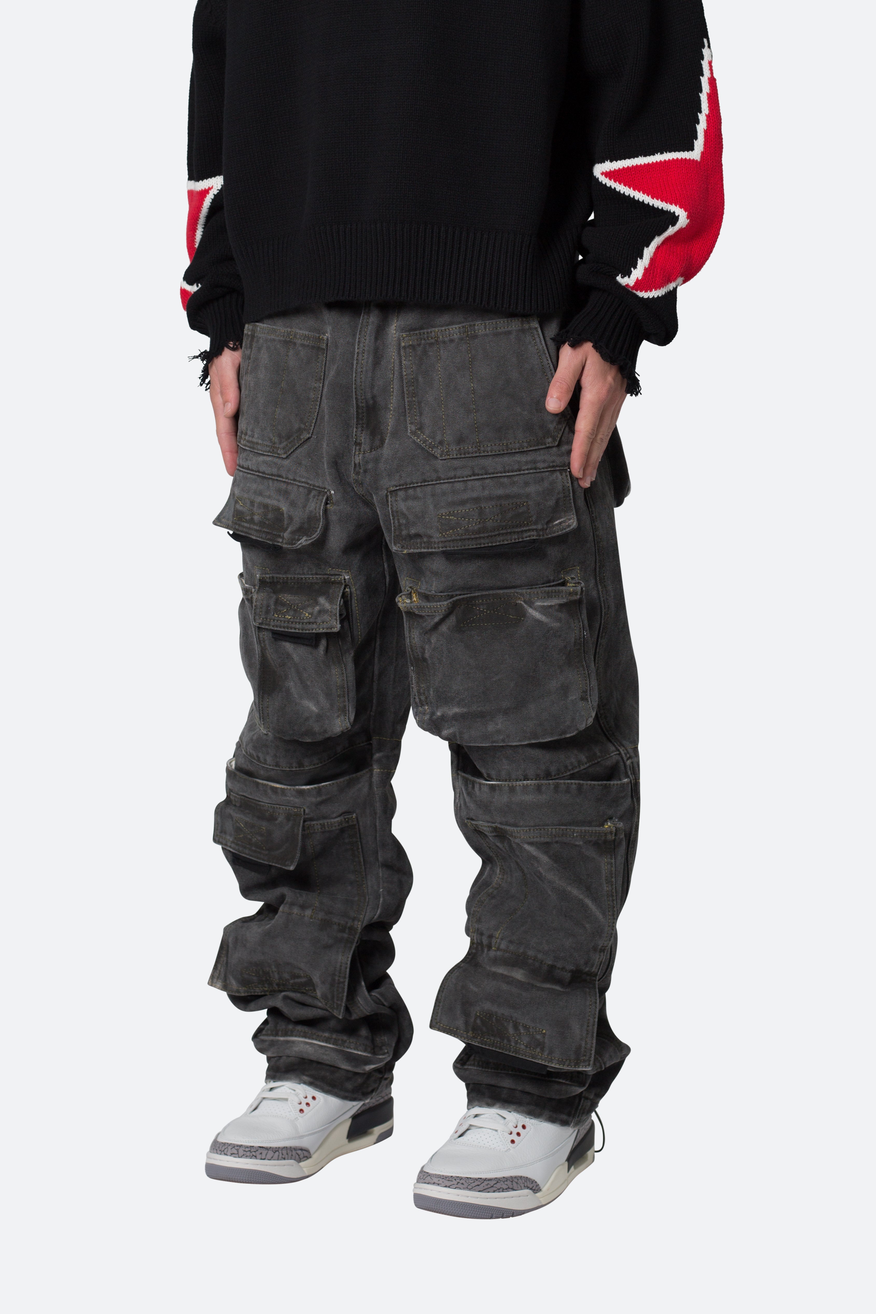 Ultra Baggy Spray Cargo Denim - Black