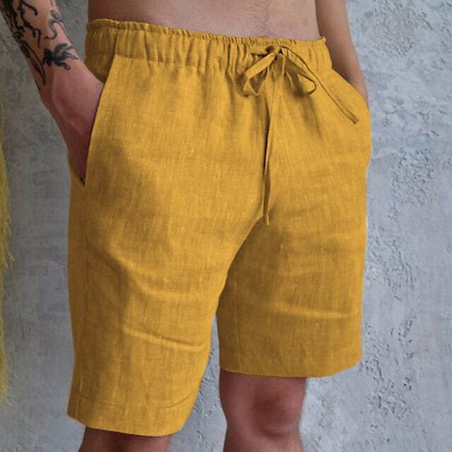 8-PACK Men's Linen Shorts Summer Shorts