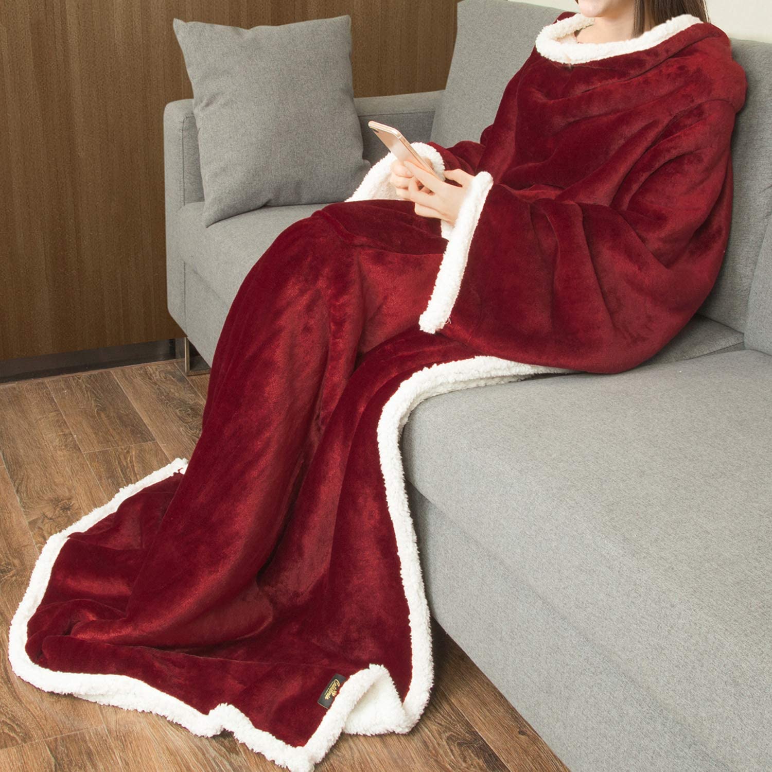 Sofa TV Wearable Blanket With Sleeves