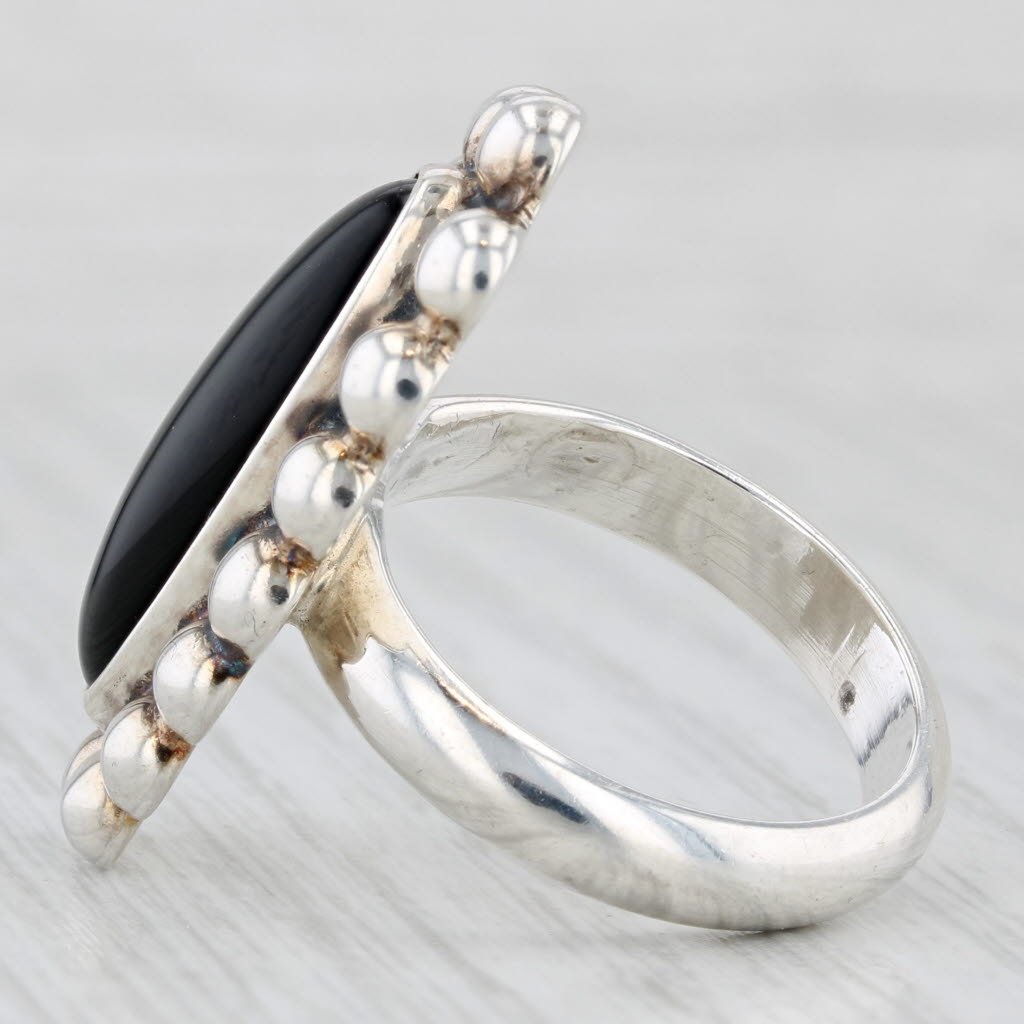 Vintage Onyx Ring Sterling Silver Size 8 Statement Mexico