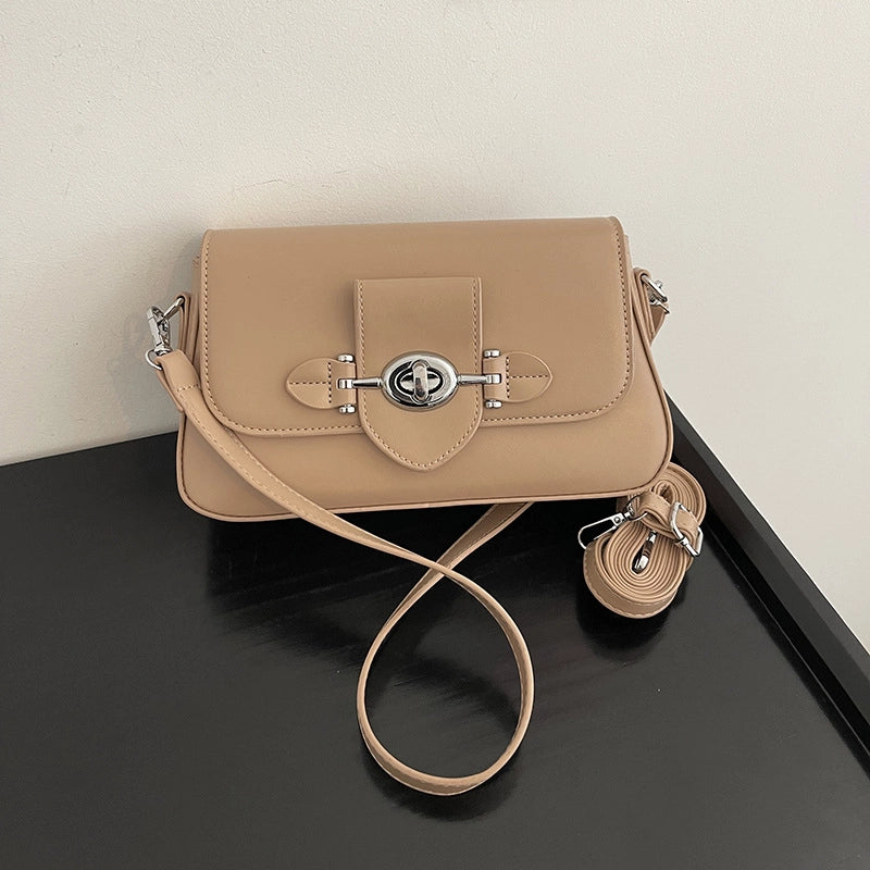 Women's Medium Pu Leather Solid Color Vintage Style Classic Style Square Magnetic Buckle Shoulder Bag