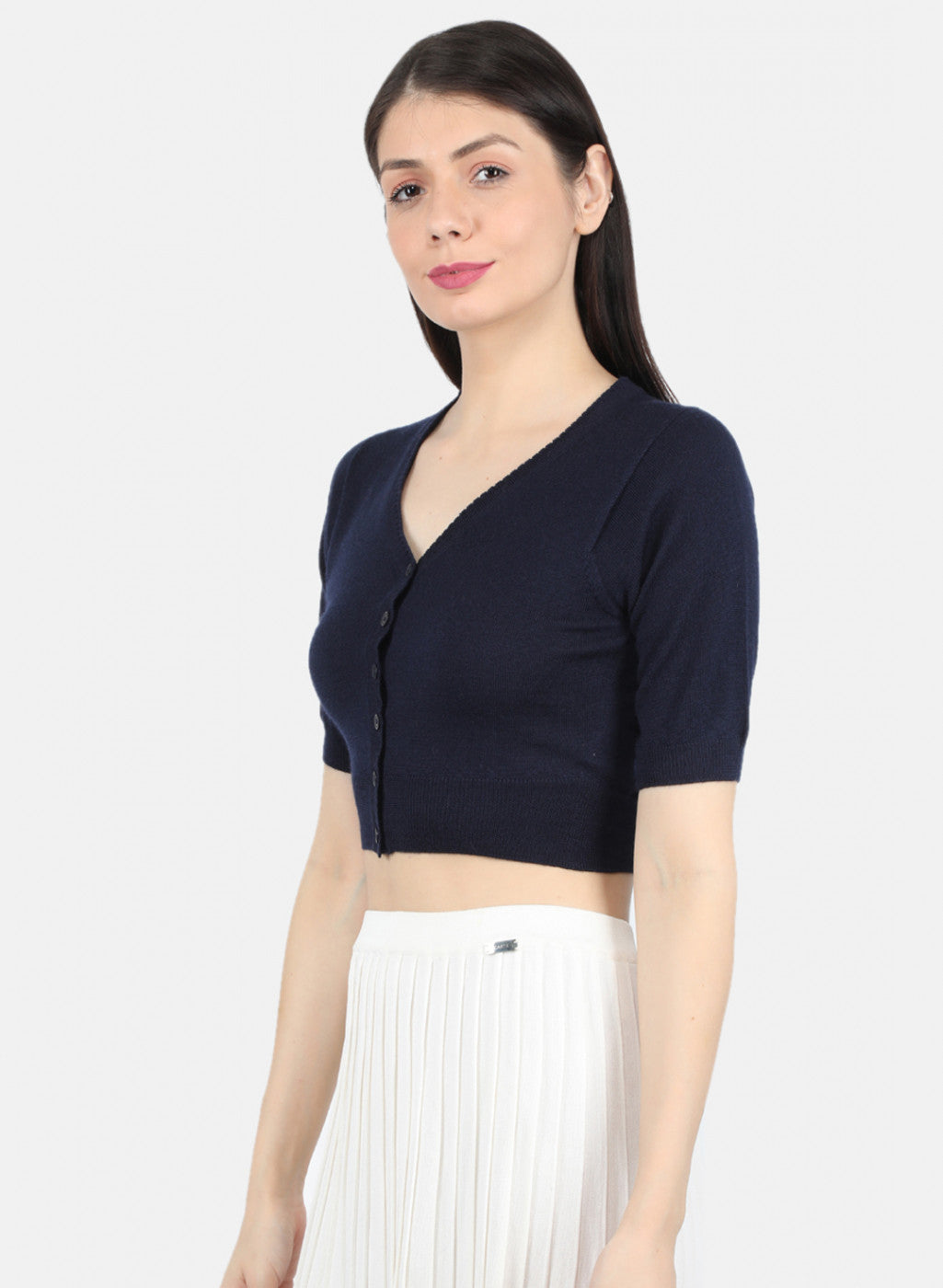 Women Navy Blue Solid Blouse