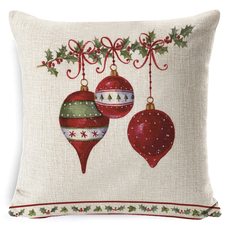 Retro Christmas Tree Santa Claus Christmas Socks Linen Pillow Cases