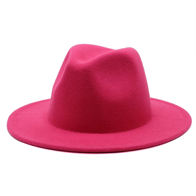 Solid Color Jazz Hat British Style Retro Woolen Hat Adult Embroidery Logo Felt Hat