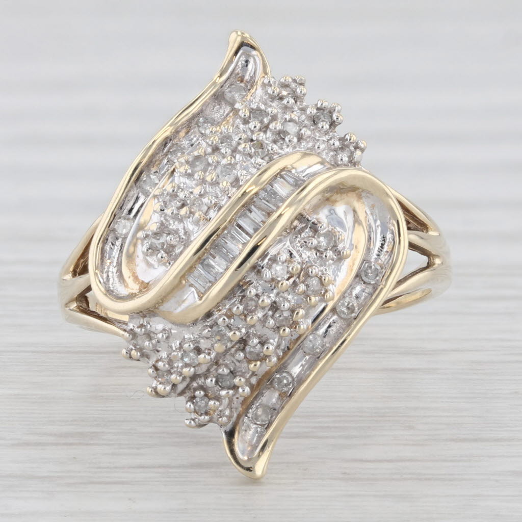 0.17ctw Diamond Cluster Ring 10k Yellow Gold Size 9.5