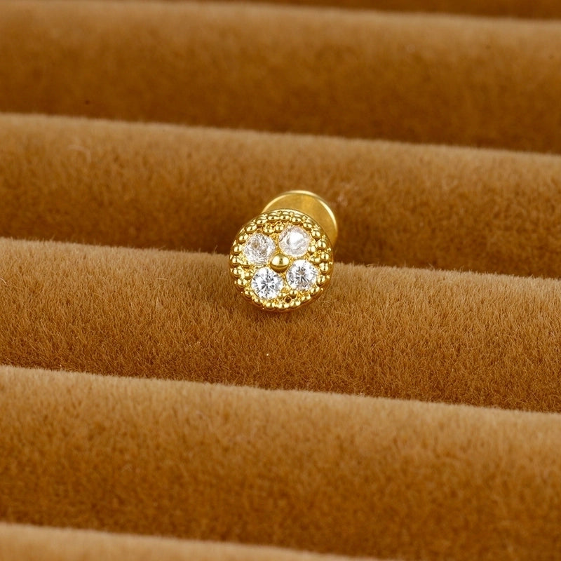 1 Piece Ig Style Minimalist Star Heart Shape Flower Plating Inlay Stainless Steel Zircon Ear Studs