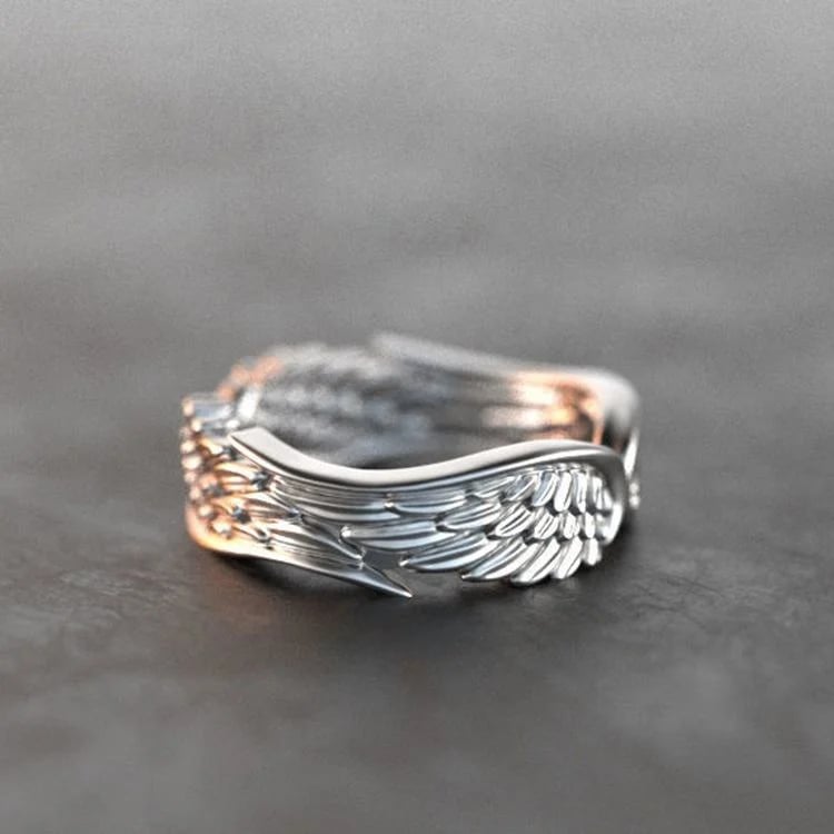Sterling silver Angel Wings Feather Ring💕Protect you to bring you happiness