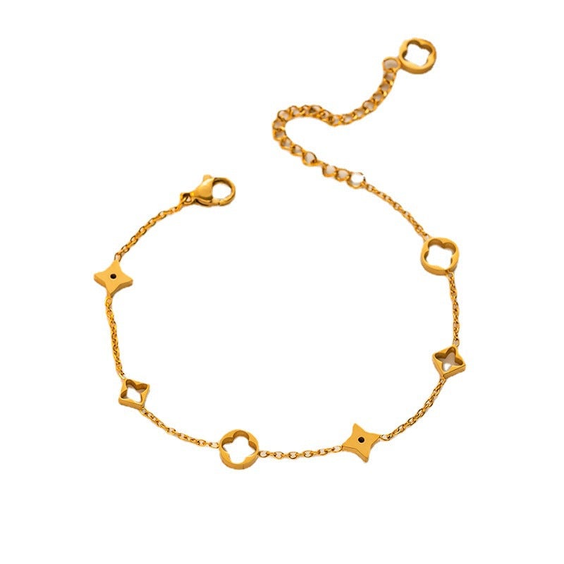IG Style Women Letter Text Number Titanium Steel 18K Gold Plated Bracelets