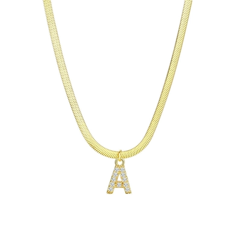 Minimalist Classic Style Letter Copper Inlay Zircon Pendant Necklace