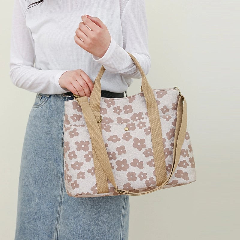 Women's Large Nylon Solid Color Streetwear Sewing Thread Square Zipper Tote Bag