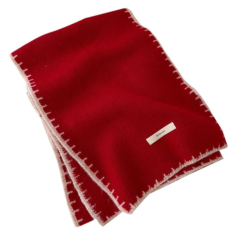 Women's Classic Style Streetwear Solid Color Wool Blend Knit Scarf