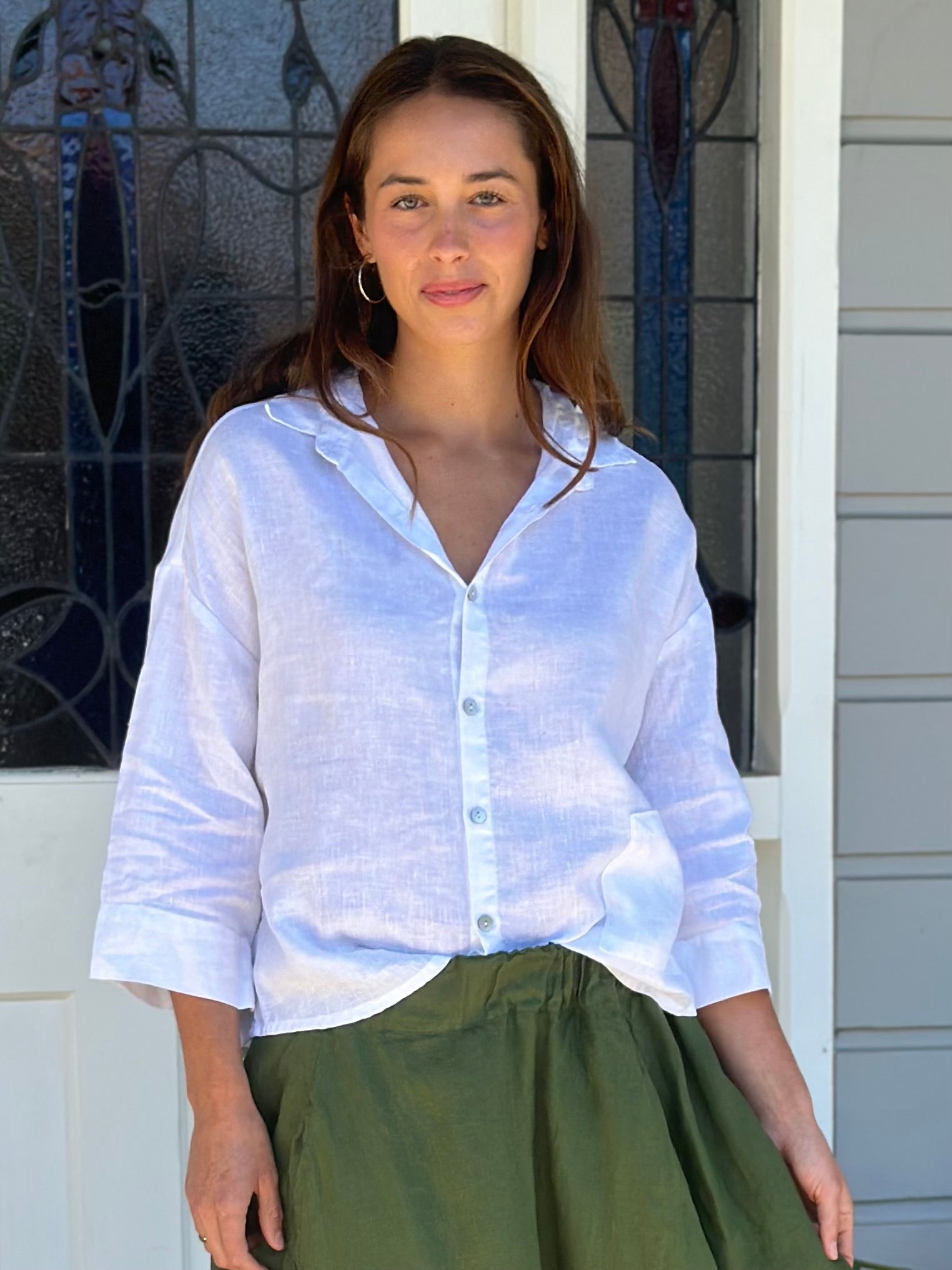 deanna shirt- white linen