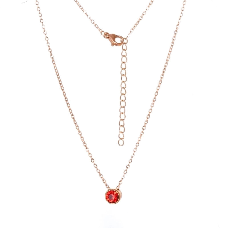 Stainless Steel 18K Gold Plated Rose Gold Plated IG Style Plating Inlay Round Birthstone Pendant Necklace