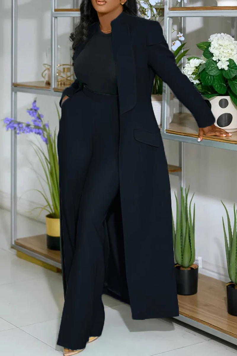 Casual Solid Color Cardigan Pants Long Sleeve Two Pieces