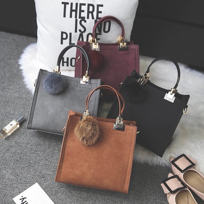 Hot Bag Women's New Frosted Women's Bag Fur Ball Women's One-shoulder Crossbody Handbag Women Bags