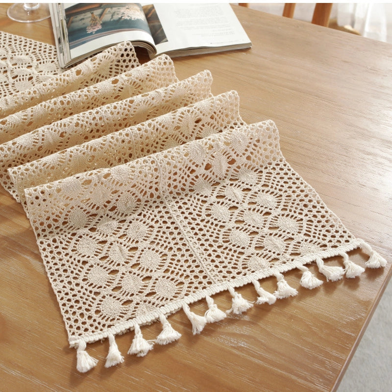 Le Xuan Show Beautiful Retro Flower Crochet Table Flag Hollow Tassel Table Table Flag Tea Table A Generation Of Hair