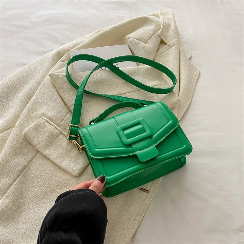Women's Medium Pu Leather Solid Color Streetwear Square Flip Cover Shoulder Bag Crossbody Bag