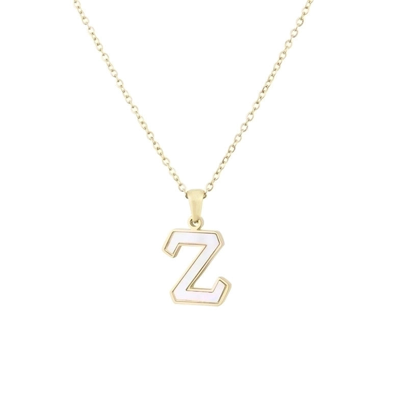 304 Stainless Steel Titanium Steel 18K Gold Plated Minimalist Plating Inlaid Shell Letter Shell