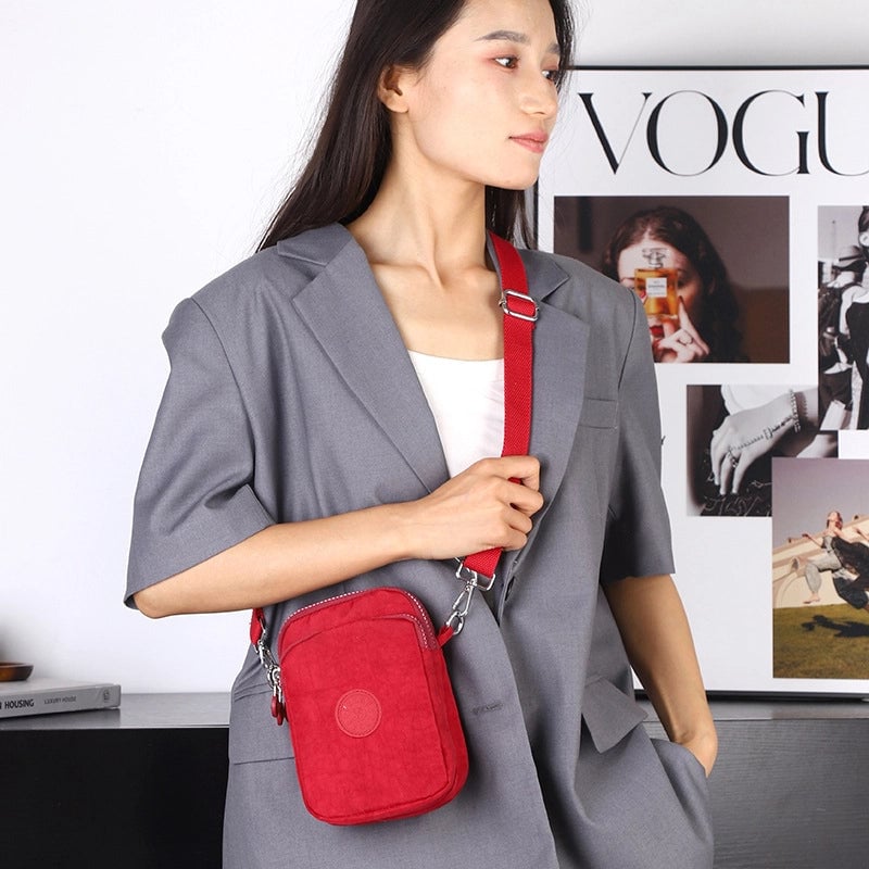 Women's Oxford Cloth Solid Color Streetwear Square Zipper Phone Wallets Crossbody Bag