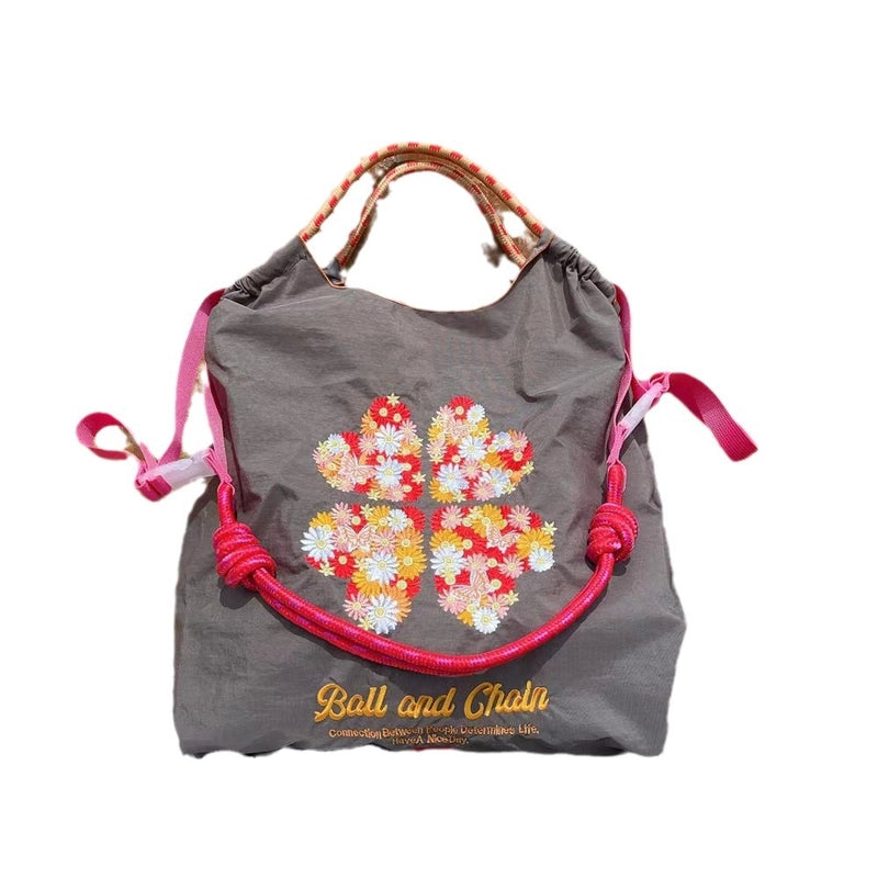 Women's Cute Printing Letter Nylon Shopping Bags