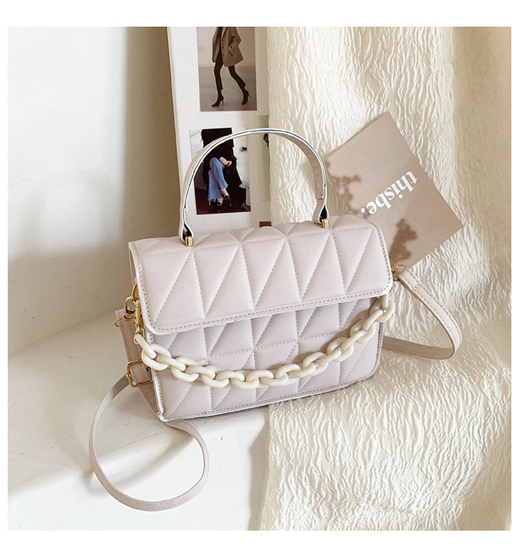 Women's Medium Pu Leather Solid Color Streetwear Square Flip Cover Crossbody Bag