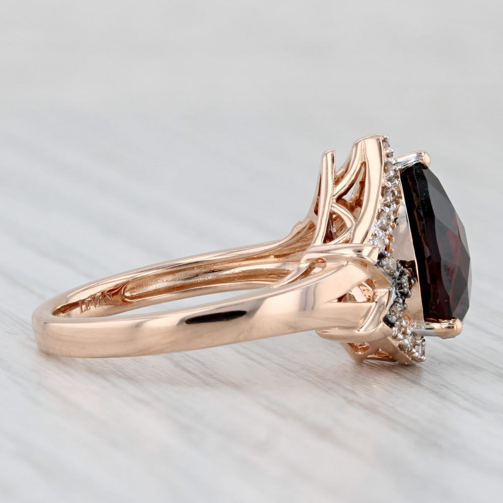 Le Vian 4.84ctw Pear Garnet Diamond Halo Ring 14k Rose Gold Size 7
