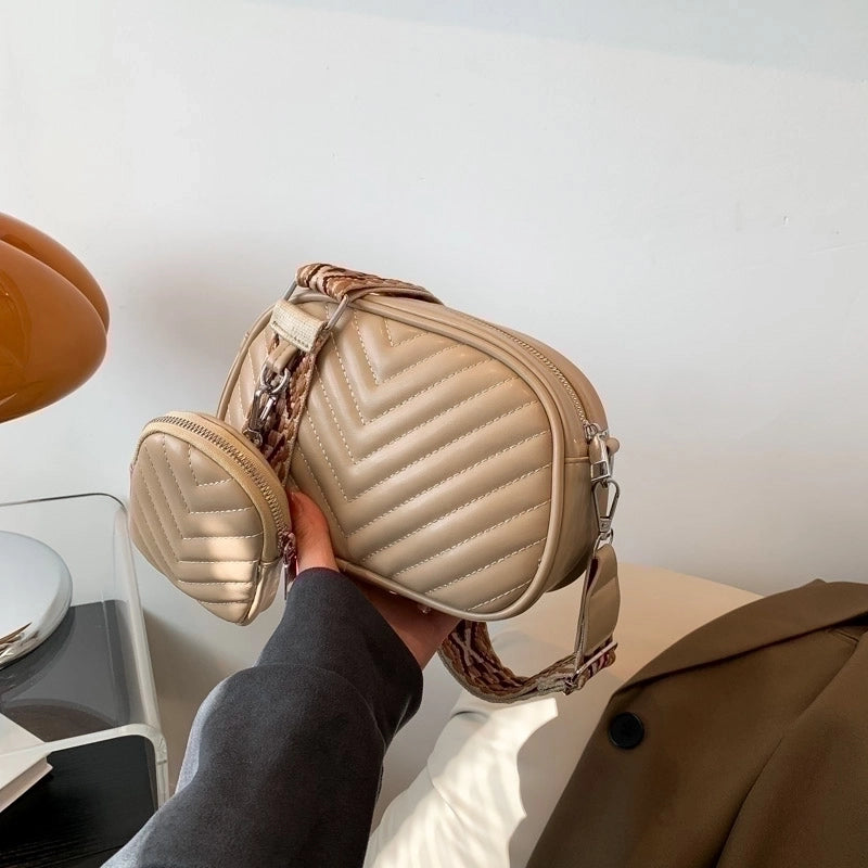 Women's Small Pu Leather Solid Color Basic Zipper Shoulder Bag Bag Sets