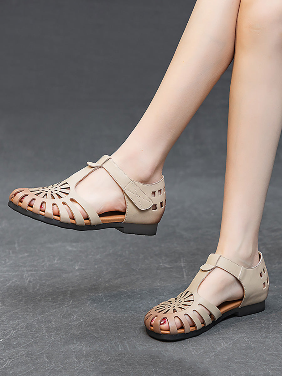 Women Summer Casual Genuine Leather Hollow Out Sandals