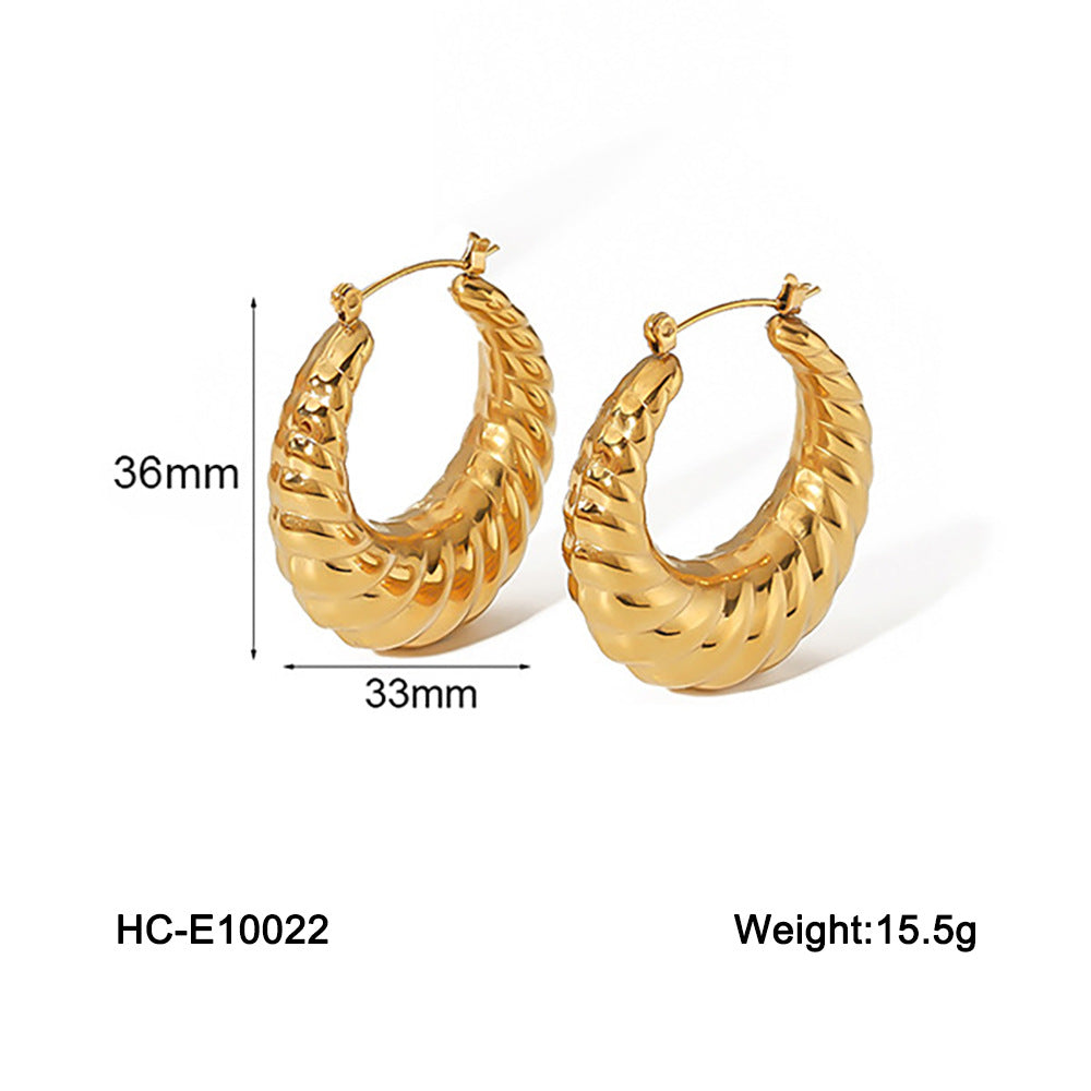 IG Style Hollow Geometric Stainless Steel Electroplating Earrings