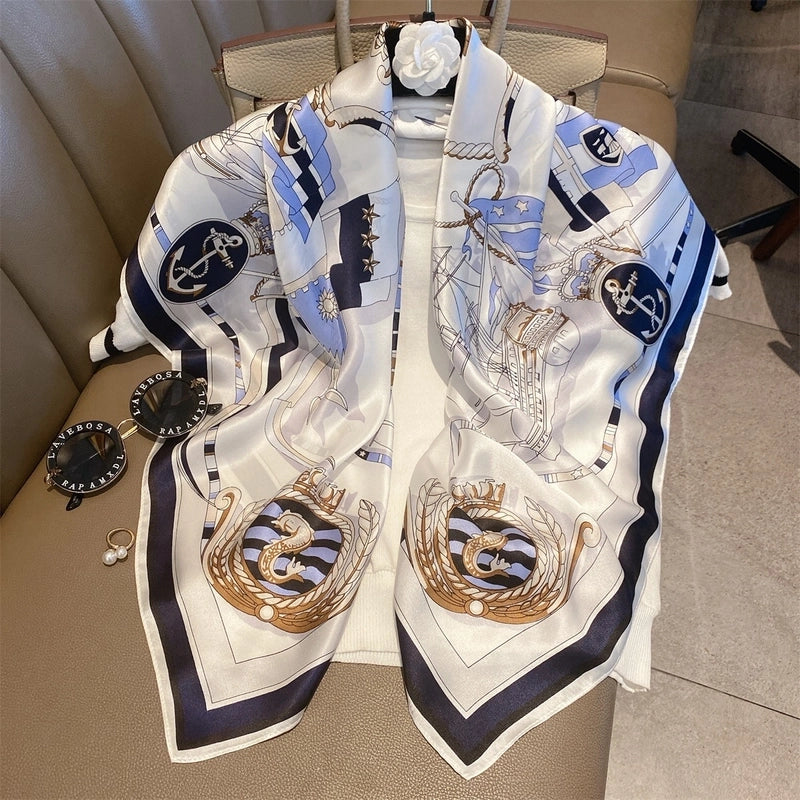 Women's Elegant Minimalist Printing Silk Printing Silk Scarf