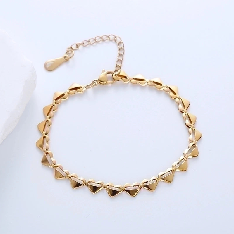 Casual Minimalist Triangle Heart Shape 304 Stainless Steel 18K Gold Plated No Inlaid Bracelets In Bulk