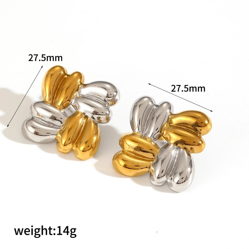 Fashion Popular Gold And Silver Color Matching Two-Color Geometric Stainless Steel Ornament Non-Fading Ornament Combination