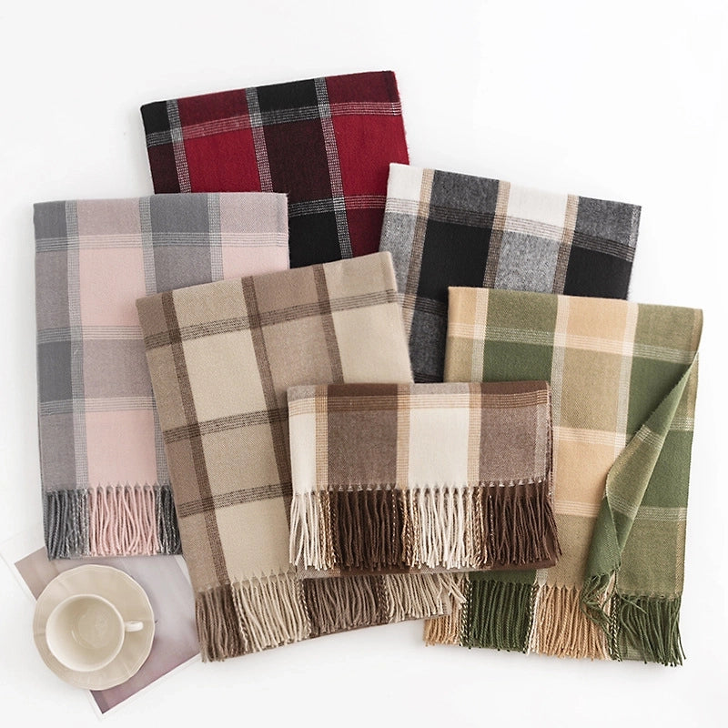 Unisex Casual Lattice Imitation Cashmere Scarf