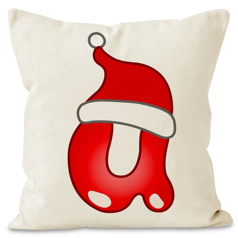 Christmas  Cute Modern Style Christmas Hat Letter Linen Polyester Pillow Cases Couch & Sofa Decor