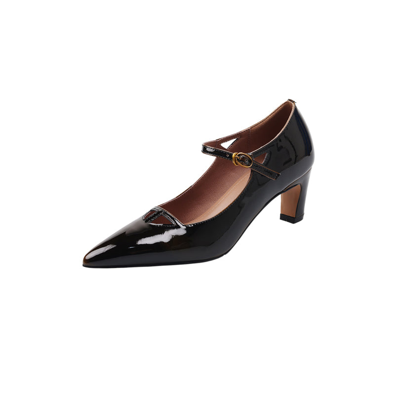 Elegant Gradient Patent Sheepskin 60mm Heels Pointed Toe Mary Jane Pumps in Brown/Wine Red