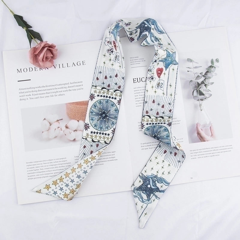 Women's Ethnic Style Star Flower Satin Printing Silk Scarves