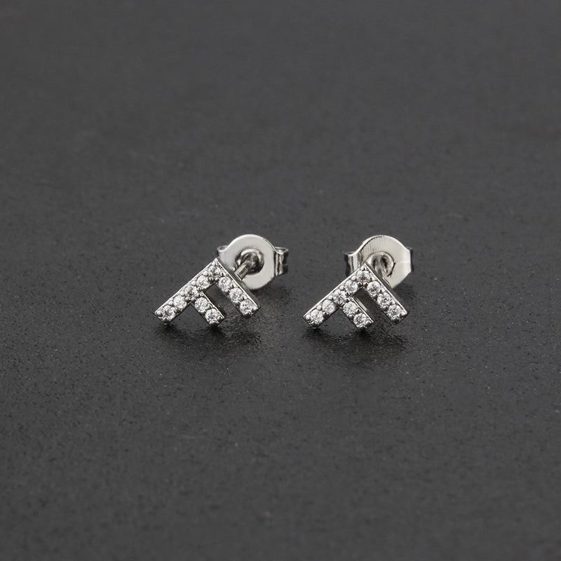 1 Pair Fashion Letter Inlay Copper Zircon Gold Plated Ear Studs