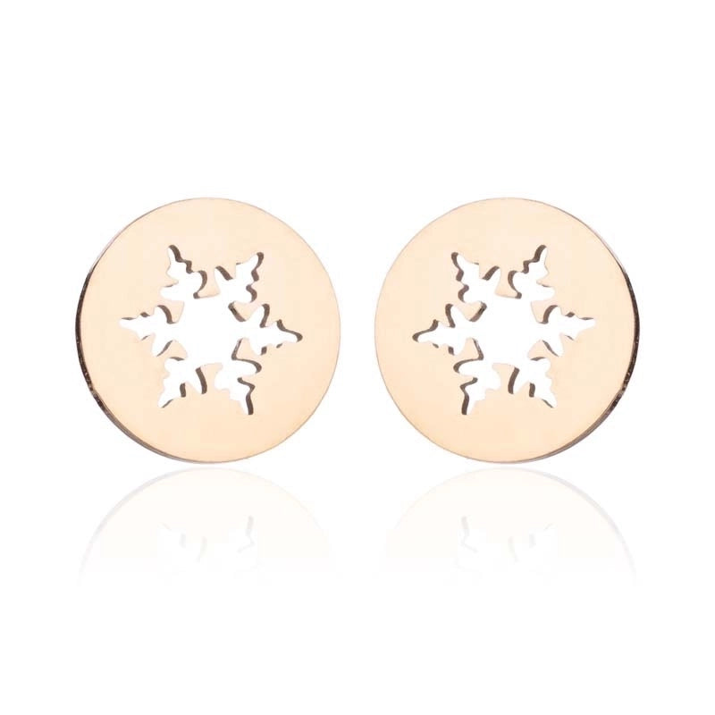 1 Pair Fashion Snowflake Plating 304 Stainless Steel 18K Gold Plated Ear Studs