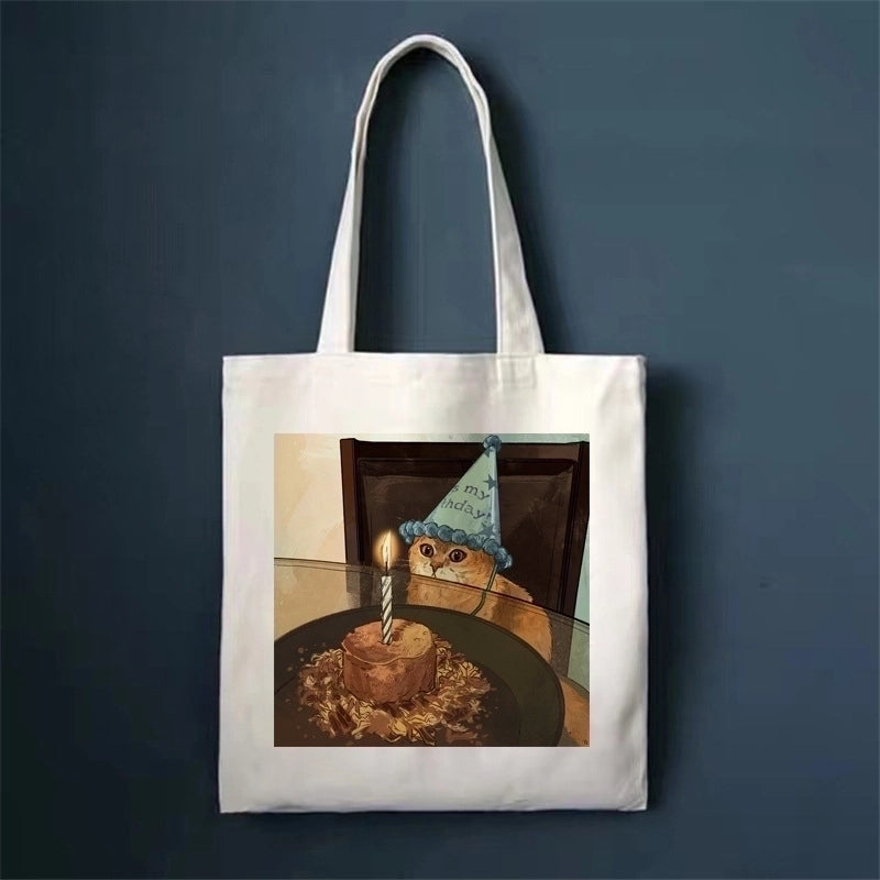 Women's Minimalist Cat Shopping Bags