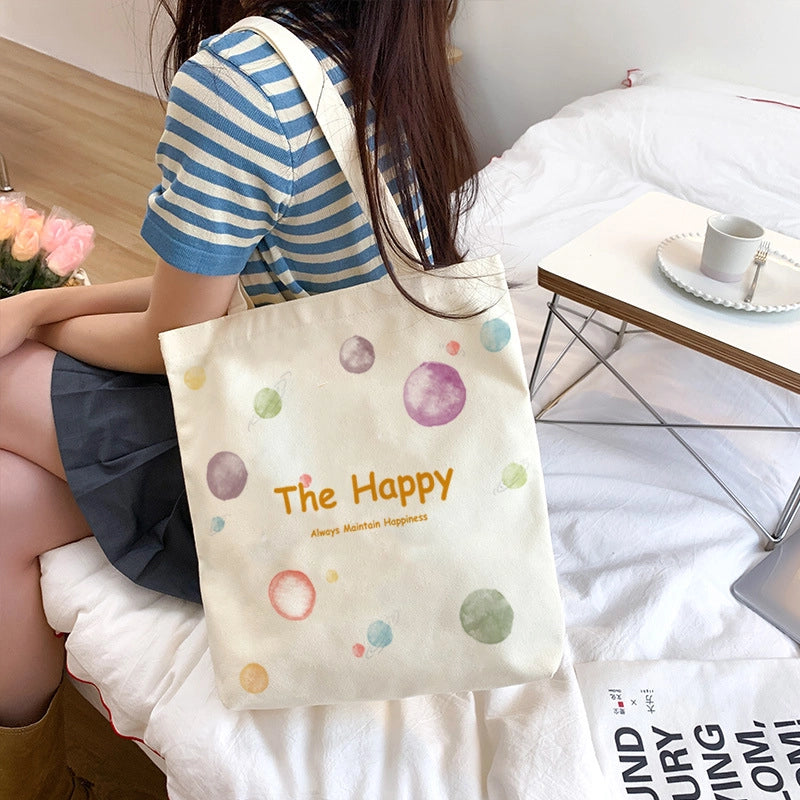 Women's Medium Canvas Cartoon Cute Square Zipper Shoulder Bag