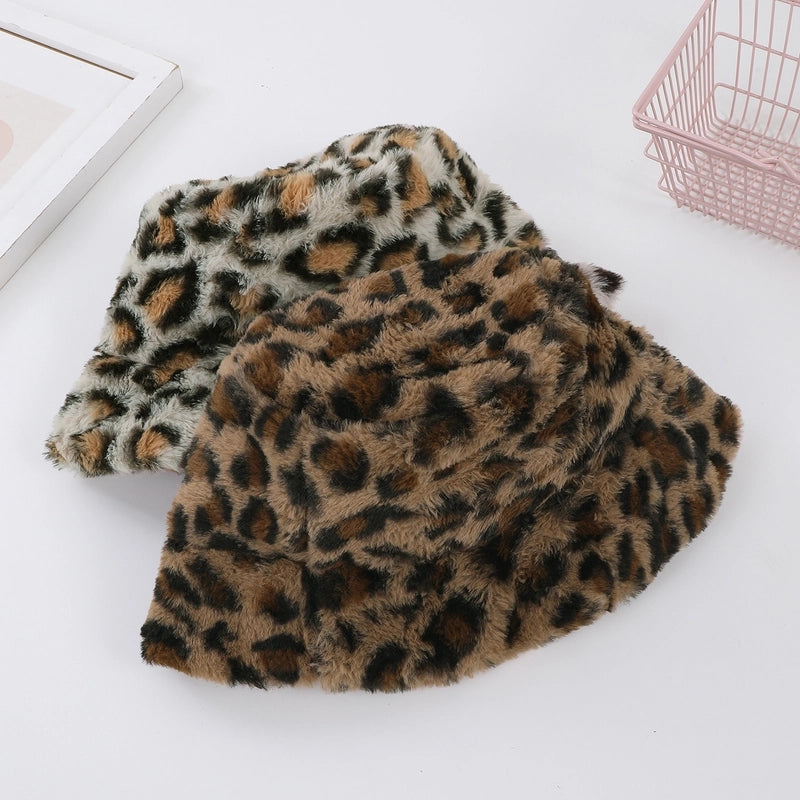 Women's Casual Korean Style Leopard Big Eaves Bucket Hat