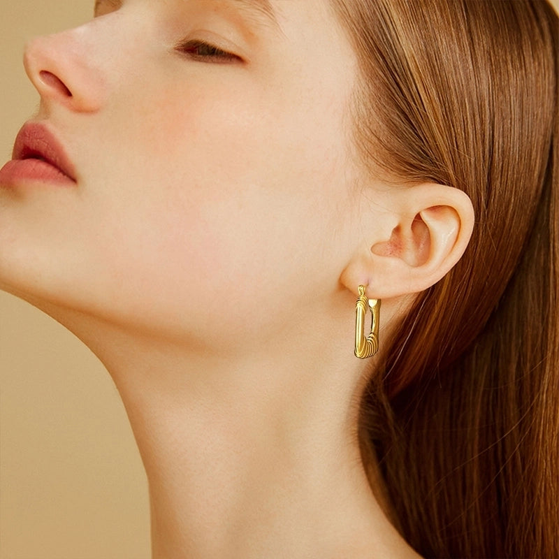 1 Pair Minimalist Solid Color Plating 201 Stainless Steel 18K Gold Plated Earrings