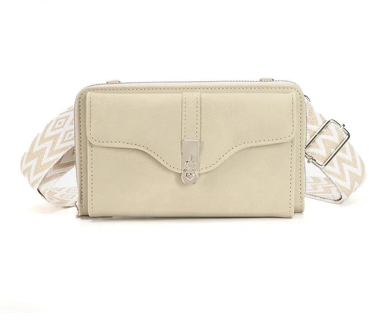 Women's Small Pu Leather Color Block Elegant Flip Cover Square Bag