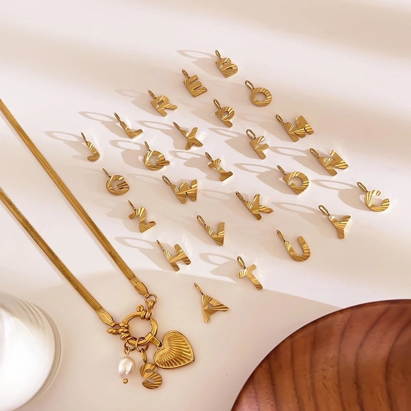 Minimalist Commute Letter Heart Shape 316L Stainless Steel  Freshwater Pearl 18K Gold Plated Stainless Steel Necklaces
