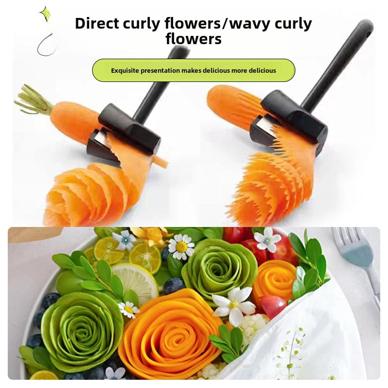 Multifunctional Spiral Flower Curler Cucumber Carrot Kitchen Creative Plate Decorations Cut Flower Artifact Fruit And Vegetable Shavings Tools