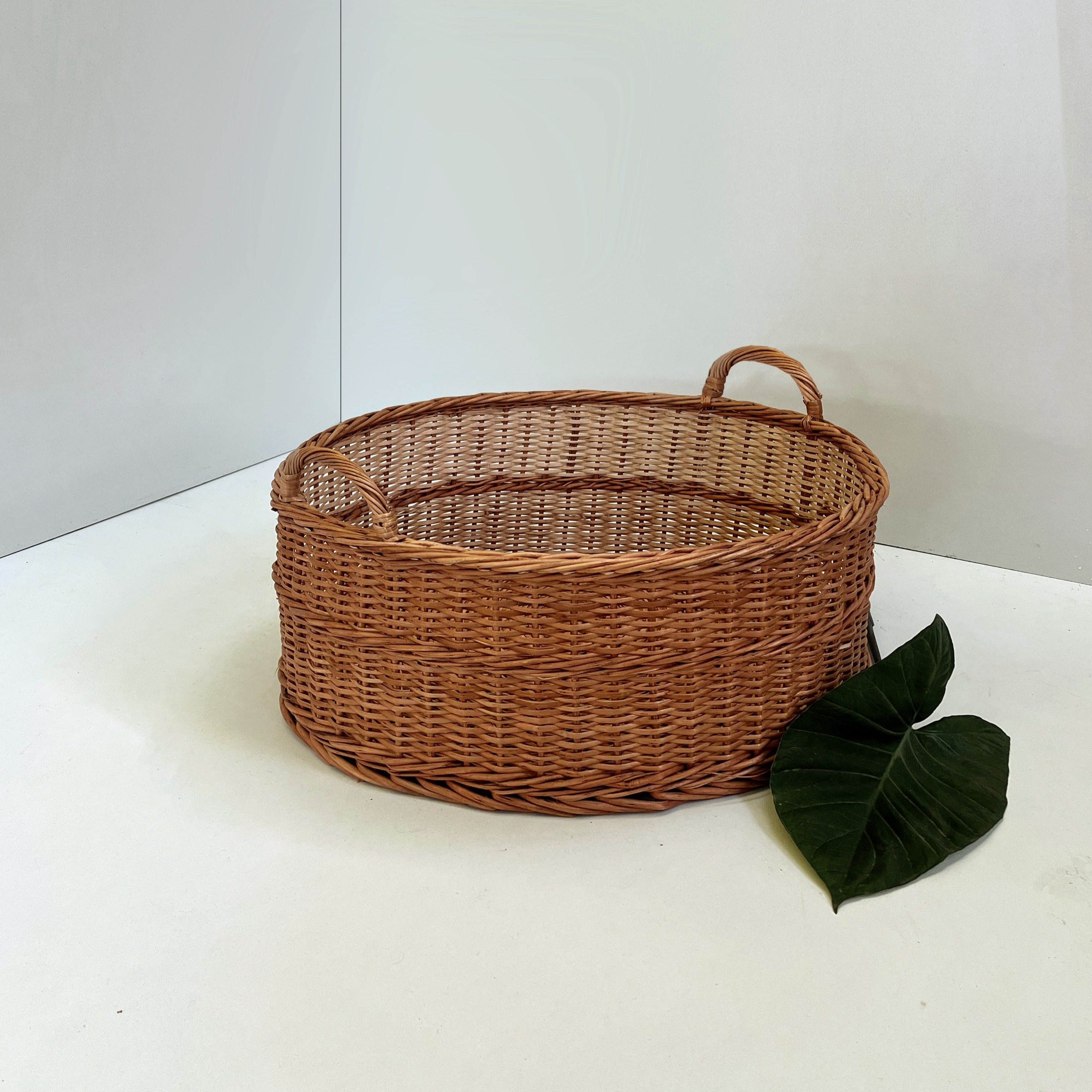 Peony Basket: Wicker Handwoven Storage Basket | Picnic Colourful Cane Basket [30cm/12in(Dia) X 15cm/6(H). 45cm/18in X 20cm/8in(H). 45cm/18in(Dia) X 30cm/12in(H)]