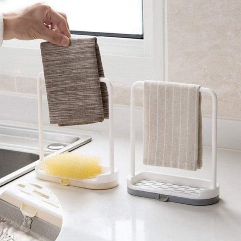 Kitchen Towel Cloth Holder Hanger Sink Sponge Holder Shelf Drainage Organizer